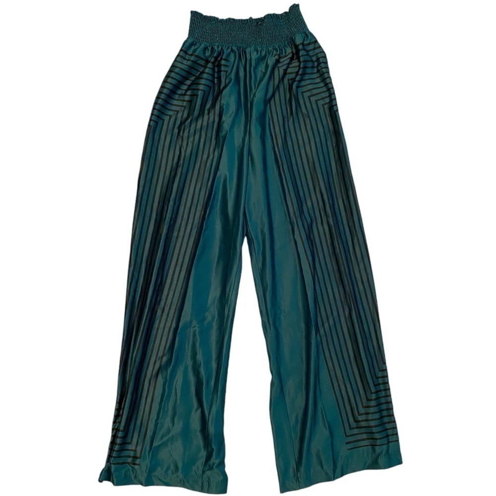 Anthropologie Teal and Black Wide Leg Pants